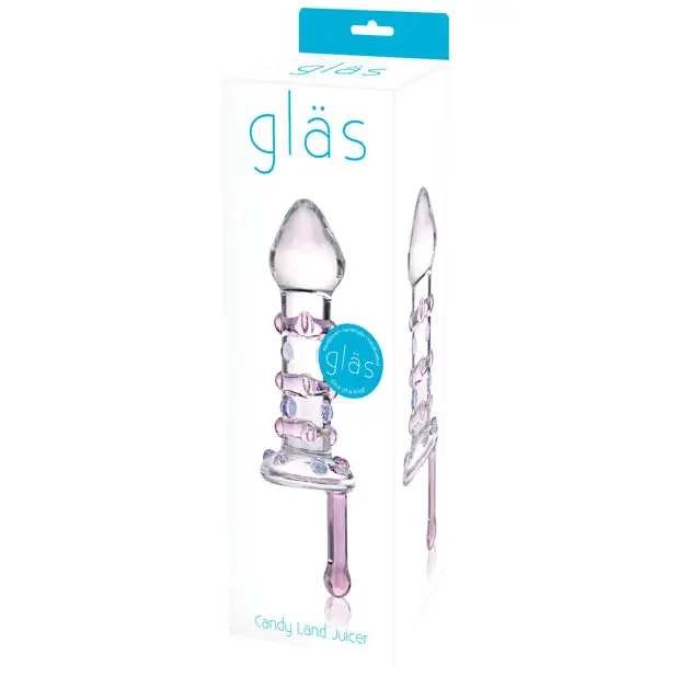 Pale dildo-Glas 6.5 in. Candy Land Juicer Rotating Dildo