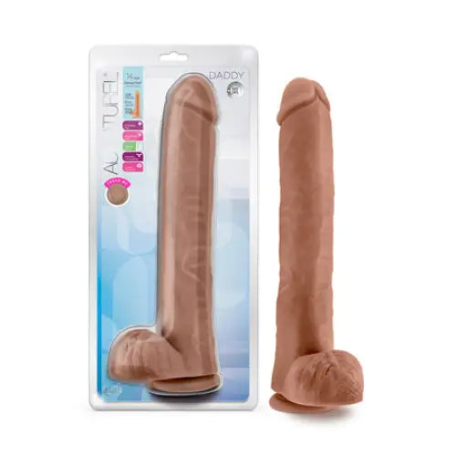 Tailored dildo-Blush Au Naturel Daddy 14 in. Posable Dual Density Dildo with Balls & Suction Cup Tan