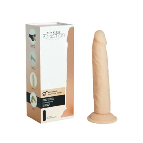 Clip-off dildo-Naked Addiction 9" Dual Density Silicone Dildo - Vanilla