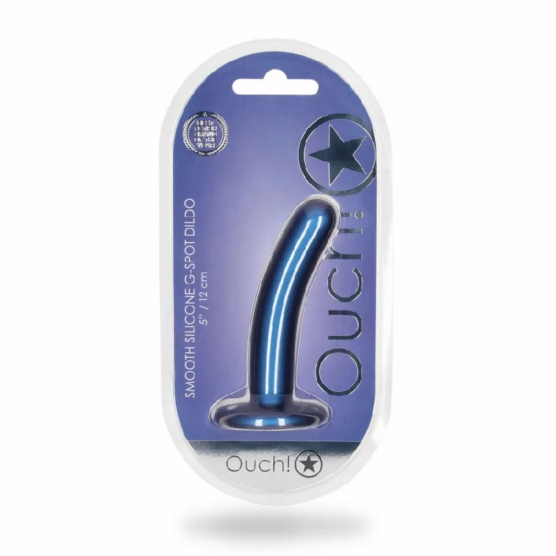 Human-like dildo-Smooth G-Spot Dildo - 5'' / 12 cm - Metallic Blue