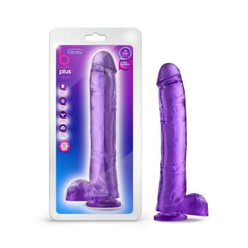 Hanging dildo-Blush B Yours Plus Hefty n' Hung 14 in. Dildo with Balls & Suction Cup Purple