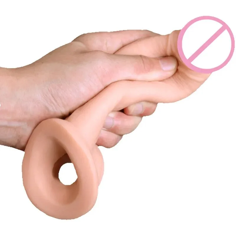 Stylized dildo-Super Soft Penis Extender Reusable Condoms Big Penis Sleeve Dick Cover Dildo Enlargement Male Cock Ring Adult Sex Toys For Men