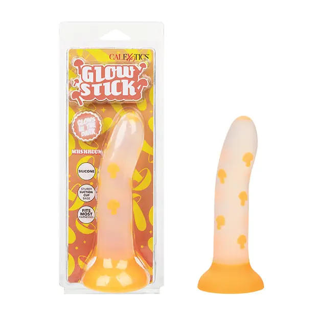 P-spot dildo-Glow Stick Mushroom Suction Cup Glow-in-the-Dark Dildo - Orange