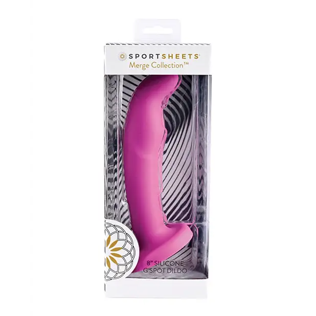 Suction-mount dildo-Sportsheets Merge Collection Tana 8 in. Silicone G-Spot Dildo with Suction Cup Pink