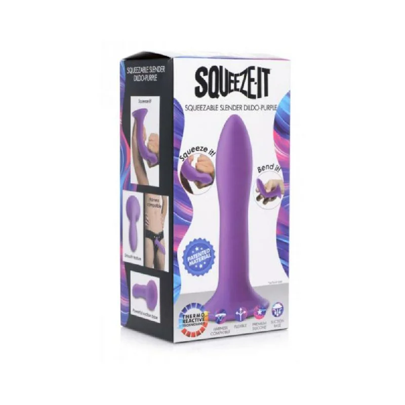 No-name dildo-Squeezable Slender Dildo - Purple