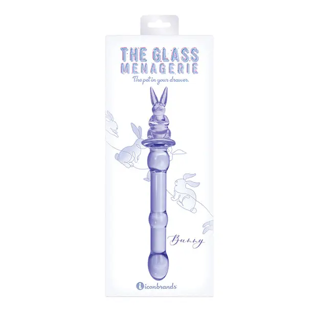 Fixed-speed dildo-Glass Menagerie Rabbit Glass Dildo - Pink