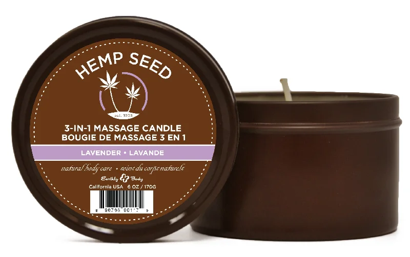 lubricant for rod holders-Hemp Seed 3-in-1 Massage Candle - Lavender - 6 Oz.