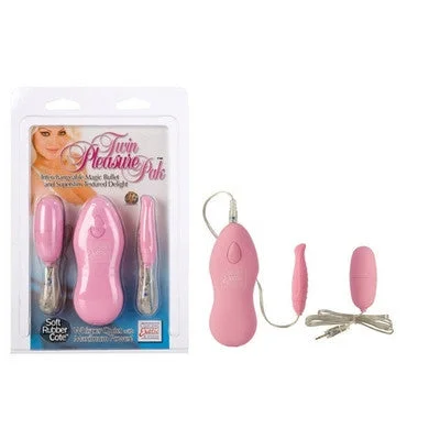 sex toy storage case for travel accessories-lubricant for ticket scanners-Twin Pleasure Pak Bullets - Pink