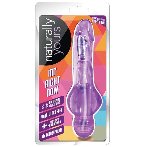 Solar dildo-Blush Novelties - Naturally Yours Mr Right Now Vibrating Realistic Dildo 6.5" (Purple)