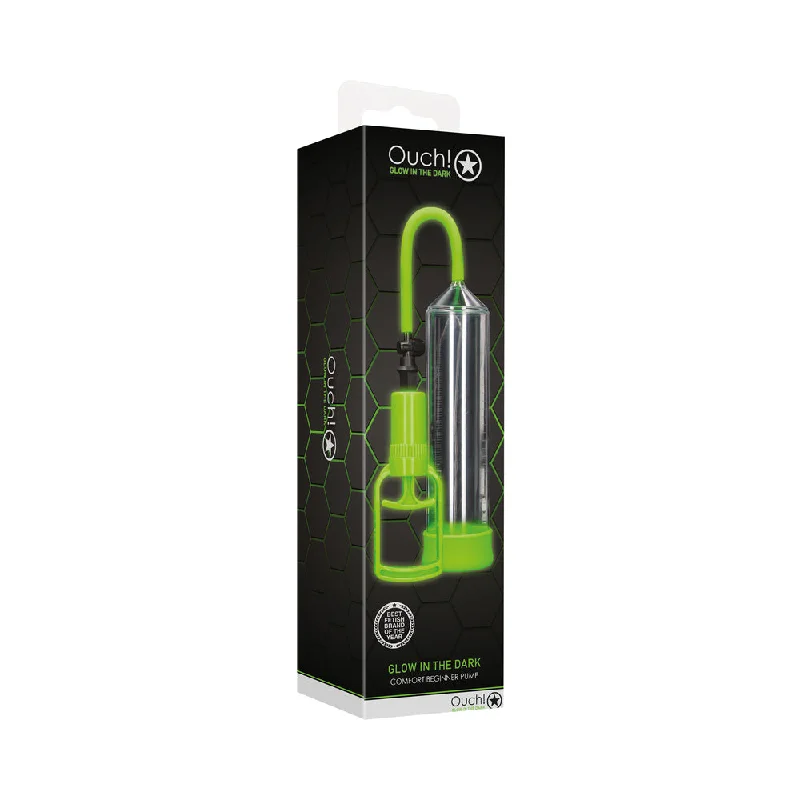 Electric gadget toy-Ouch! Glow in the Dark Comfort Beginner Penis Pump Neon Green