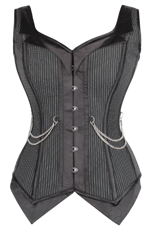 leather restraint gear for BDSM accessories-lubricant for target stands-Pinstripe Waistcoat Corset