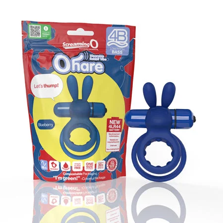 Bluetooth stroking device-Screaming O 4B Ohare Vibrating Rabbit Double Cockring Blueberry