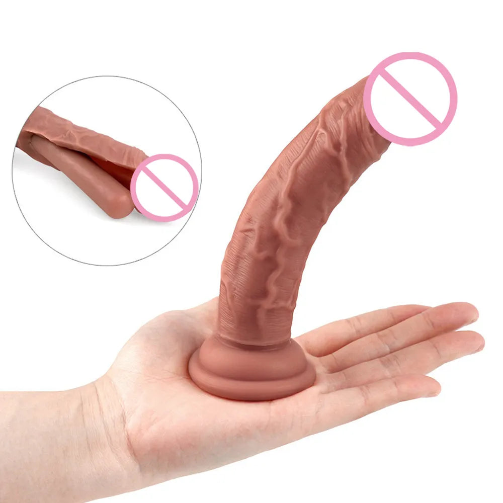 Hand-carved dildo-Skin Feeling Realistic Dildo Soft Small Penis with Suction Cup Sex Toys for Women Strapon Female Masturbation for Beginner