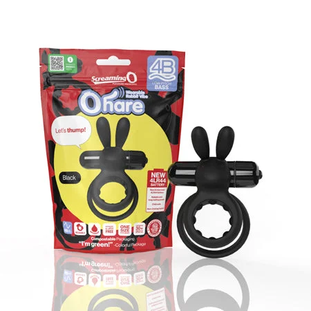 Realistic pleasure sleeve-Screaming O 4B Ohare Vibrating Rabbit Double Cockring Black