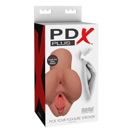 Portable stroking toy-PDX Plus Pick Your Pleasure Dual Entry Stroker Tan