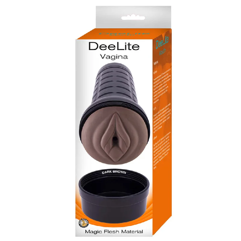 Flesh-like gadget sleeve-DeeLite Vagina Dark Brown