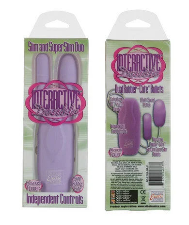 body-safe vibrating sex toy accessories-lubricant for drop towers-Interactive Double Slim And Super Slim Rubber Cote Duo -Purple