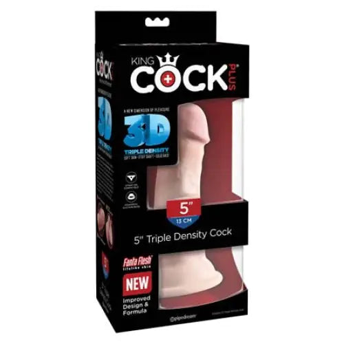 Burgundy dildo-Pipedream King Cock Plus 5 in. Triple Density Cock Realistic Dildo With Suction Cup Beige