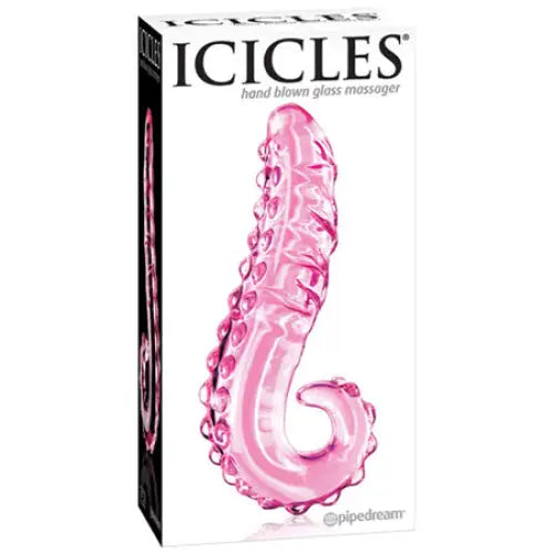 Cocoa dildo-Pipedream Icicles No. 24 Curved Textured 6 in. Glass Dildo With Handle Pink