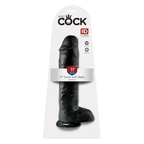 Birch dildo-Pipedream King Cock 11 in. Cock With Balls Realistic Suction Cup Dildo Black