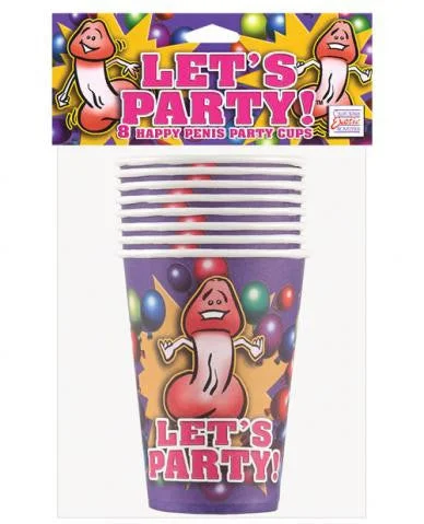 vibrating toy for deeper stimulation accessories-lubricant for toboggans-Let's Party Cups Happy Penis Cups - 8 Count