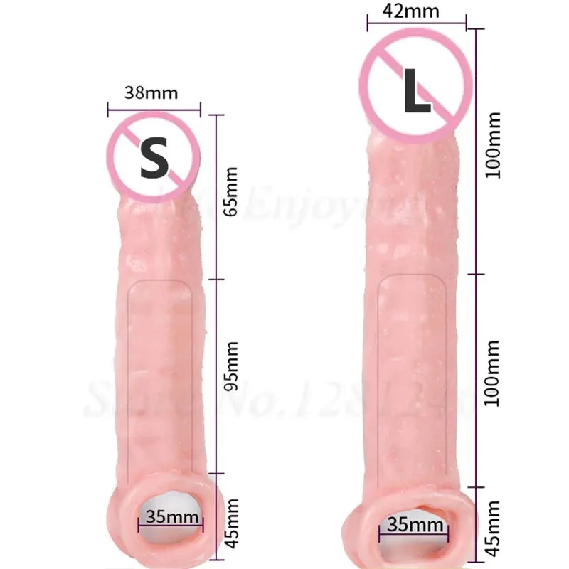 Furry dildo-Reusable Thick Condom Silicone Penis Extender Dildo Enlargement Penis Sleeve Condom Delay Ejaculation Sex Toys For Men Gay Adult