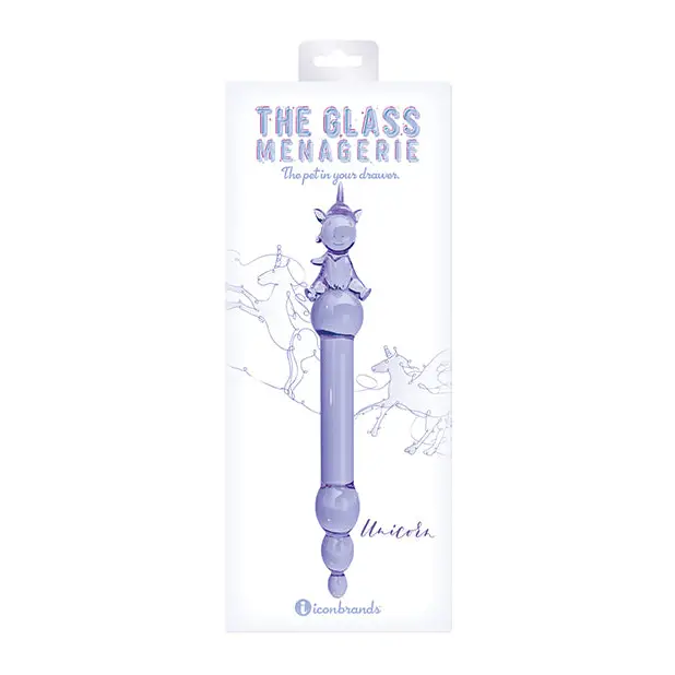 Lube-friendly dildo-Glass Menagerie Unicorn Glass Dildo - Purple