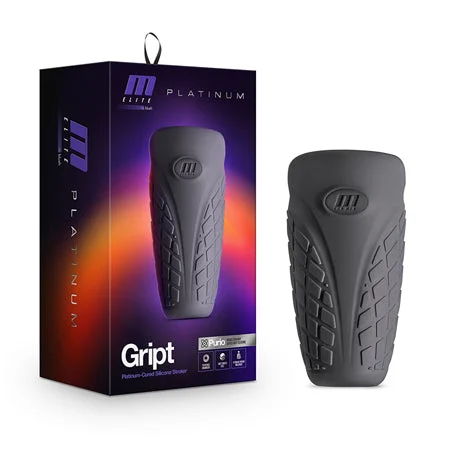 Silent gadget device-Blush M Elite Platinum Gript Silicone Stroker Black