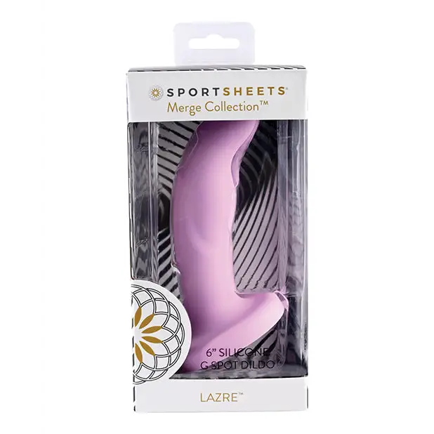 Desk-ready dildo-Sportsheets Merge Collection Lazre 6 in. Silicone G-Spot Dildo with Suction Cup Pink