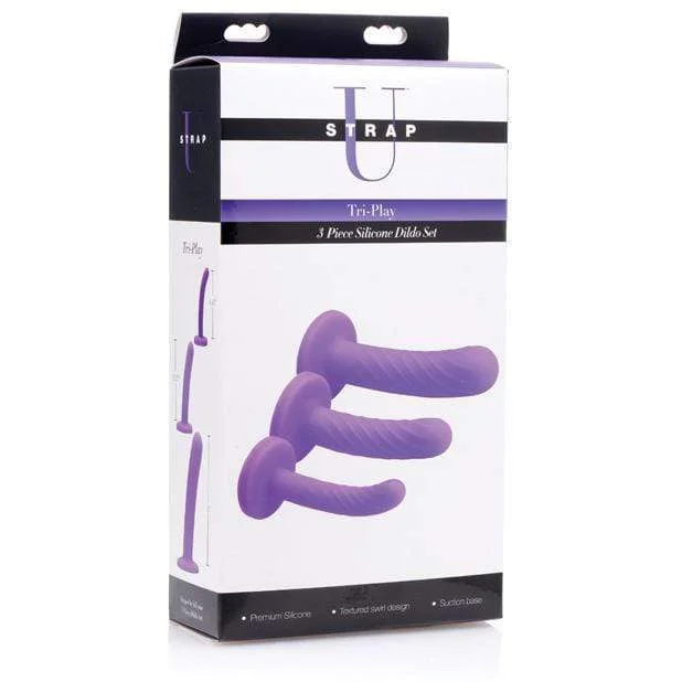 Sienna dildo-Strap U - Tri Play 3 Pieces Silicone Dildo Set (Purple)