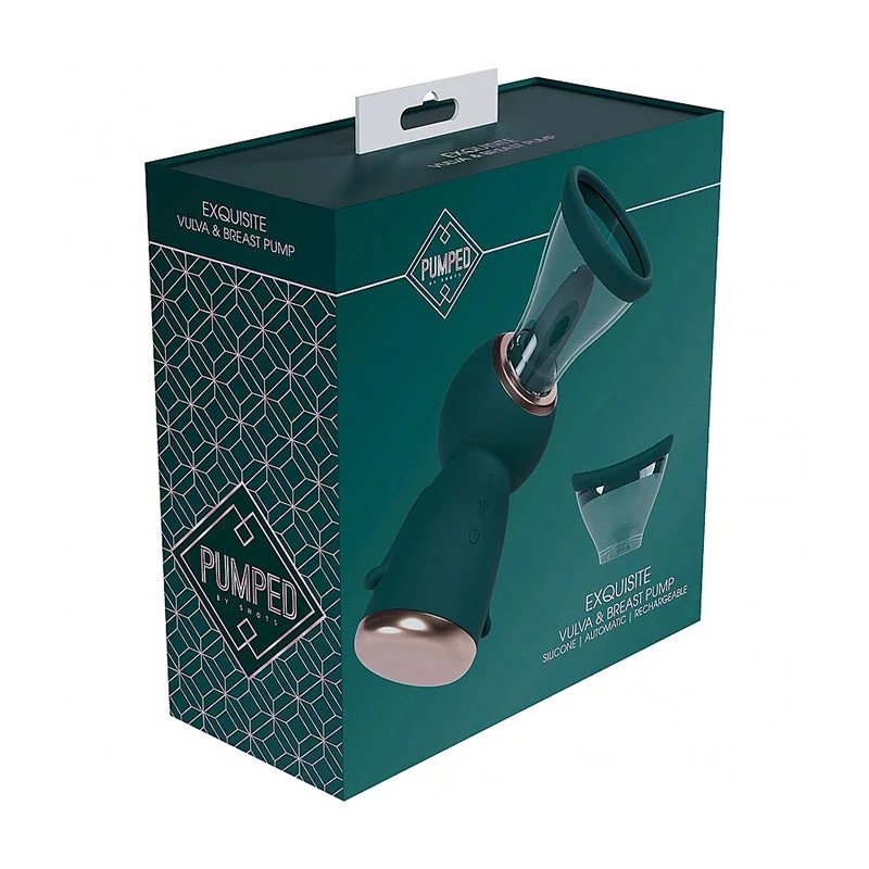 Safe masturbator material-Pumped Exquisite Automatic Rechargeable Vulva & Breast Pump Forest Green