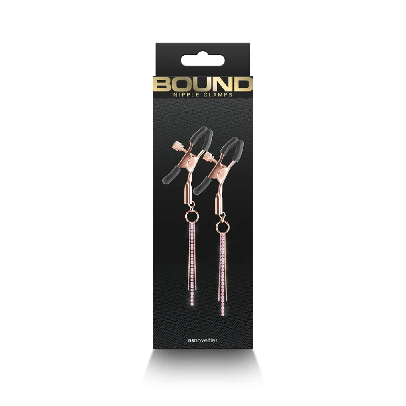 Tech-enhanced masturbator-Bound Nipple Clamps D3 Rose Gold