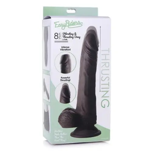 Chartreuse dildo-Easy Riders 8” Thrusting Dildo With Balls Dark