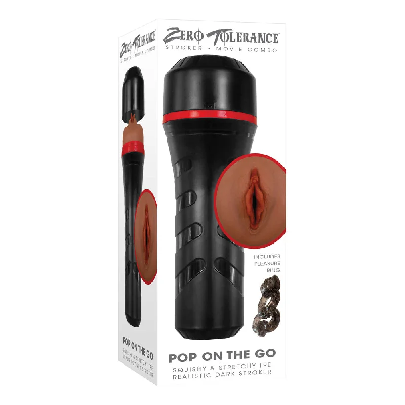 Stimulation male device-Zero Tolerance Pop On The Go Realistic Vagina Stroker Brown