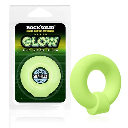 Custom stimulation sleeve-Rock Solid Sila-Flex Glow-in-the-Dark Mega Ring Green