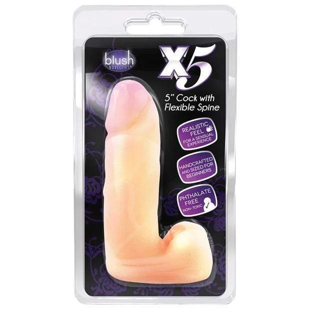 Hippie dildo-Blush Novelties - X5 Cock with Flexible Spine Dildo 5" (Beige)