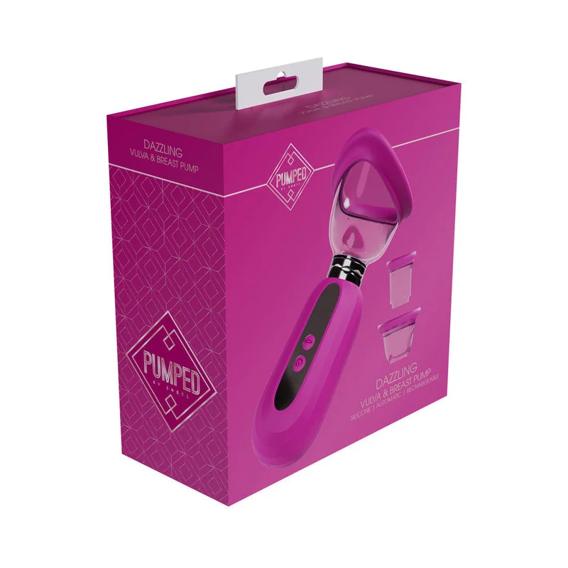 Hypoallergenic masturbator material-Pumped Dazzling Automatic Rechargeable Vulva & Breast Pump Pink