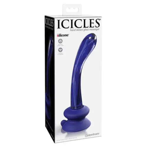 lubricant for yacht furnaces-Pipedream Icicles No. 89 Curved Glass G-Spot Massager With Suction Cup Blue