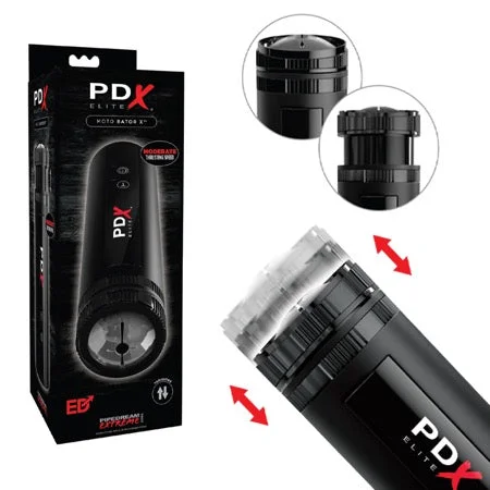 Vibrating stroking device-PDX Elite Moto Bator X Thrusting Masturbator Clear/Black