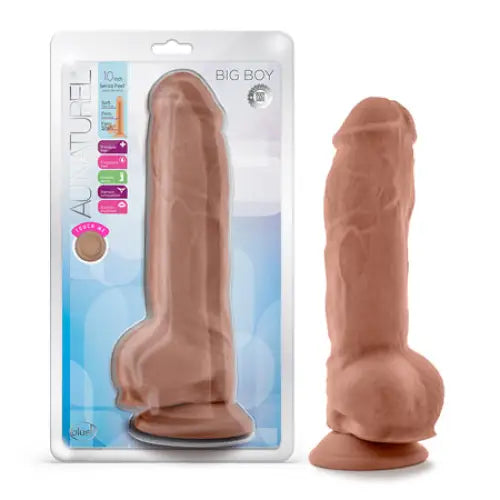 Crescent dildo-Blush Au Naturel Big Boy 10 in. Posable Dual Density Dildo with Balls & Suction Cup Tan