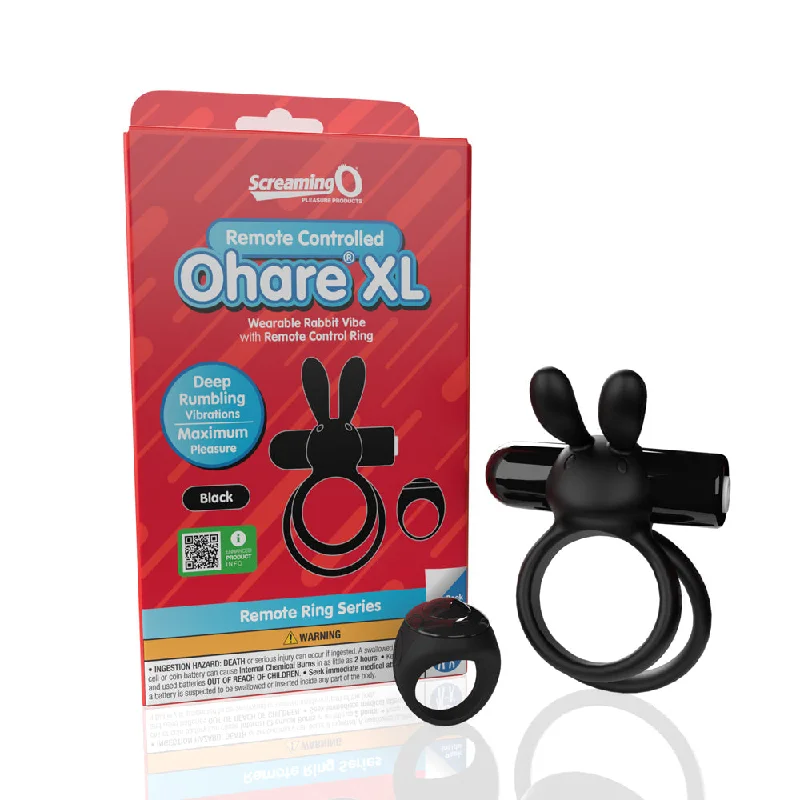 Custom stroking sleeve-Screaming O Remote Controlled Ohare XL Vibrating Ring Black