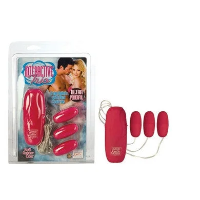 BDSM toy kit with leather restraints accessories-lubricant for water park pumps-Interactive Trio Pink Rubber Cote Bullets