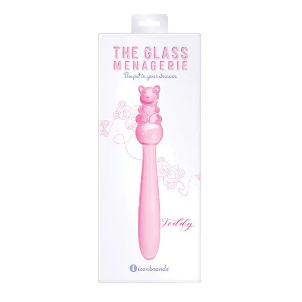 Ridged-tip dildo-Glass Menagerie Teddy Glass Dildo - Pink