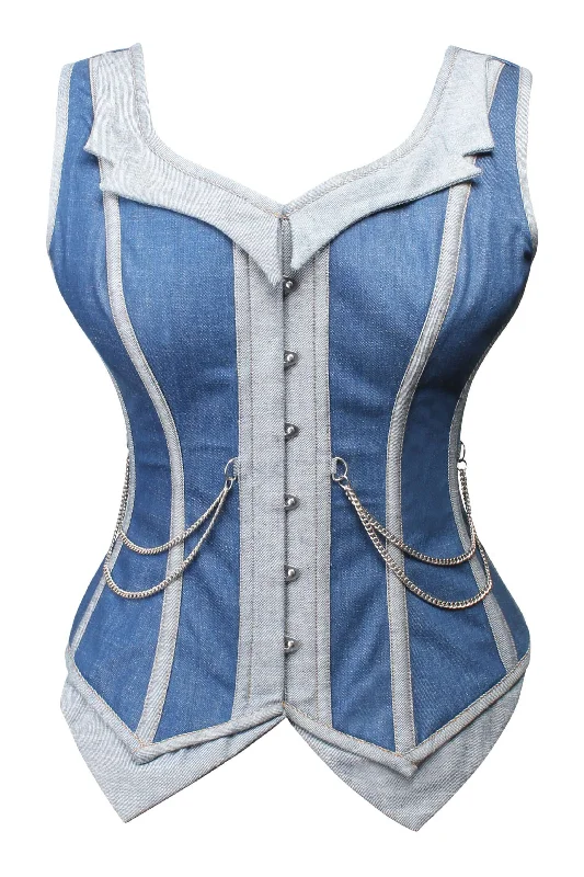 sex toy harness with adjustable straps accessories-lubricant for roller derby gear-Double Denim WaistCoat Corset