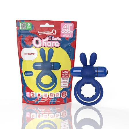 Affordable stroking toy-Screaming O 4T Ohare Vibrating Rabbit Double Cockring Blueberry