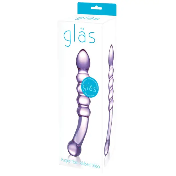 Tech-enhanced dildo-Glas Purple Rain Ribbed Glass Dildo