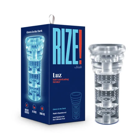 Realistic pleasure device-RIZE! Luz Glow in the Dark Self-Lubricating Stroker Clear