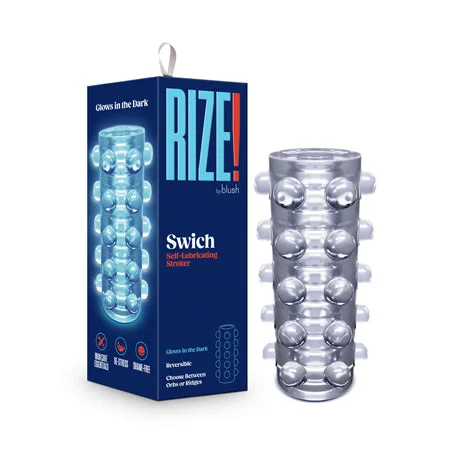 Discreet pleasure sleeve-RIZE! Swich Glow in the Dark Self-Lubricating Stroker Clear