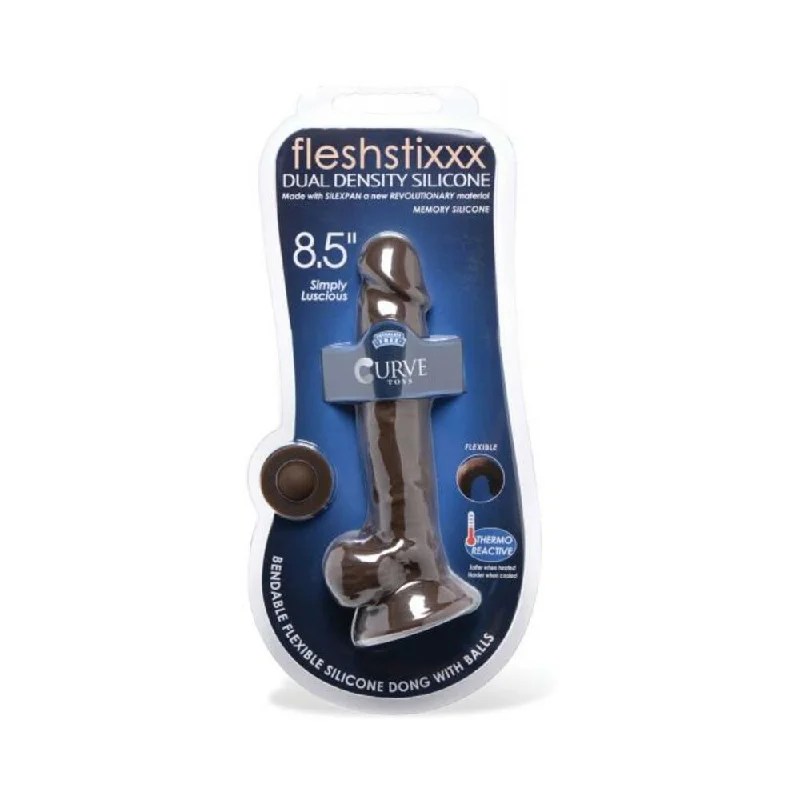 Platinum-tone dildo-Curve Novelties Fleshstixxx 8.5" Dildo W/balls - Chocolate