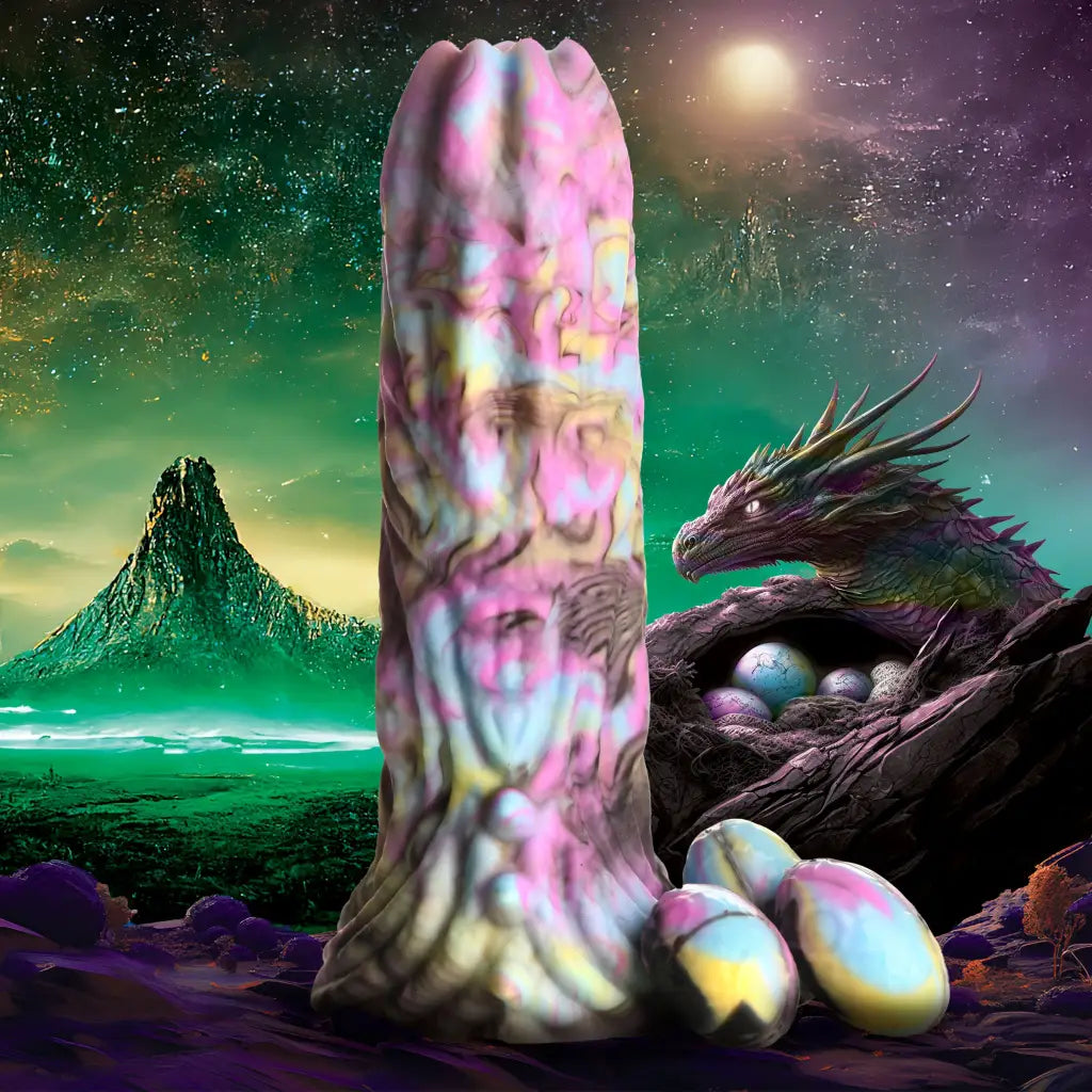 Warm-touch dildo-Creature Cocks Dragon Spawn Ovipositor Silicone Dildo With Eggs